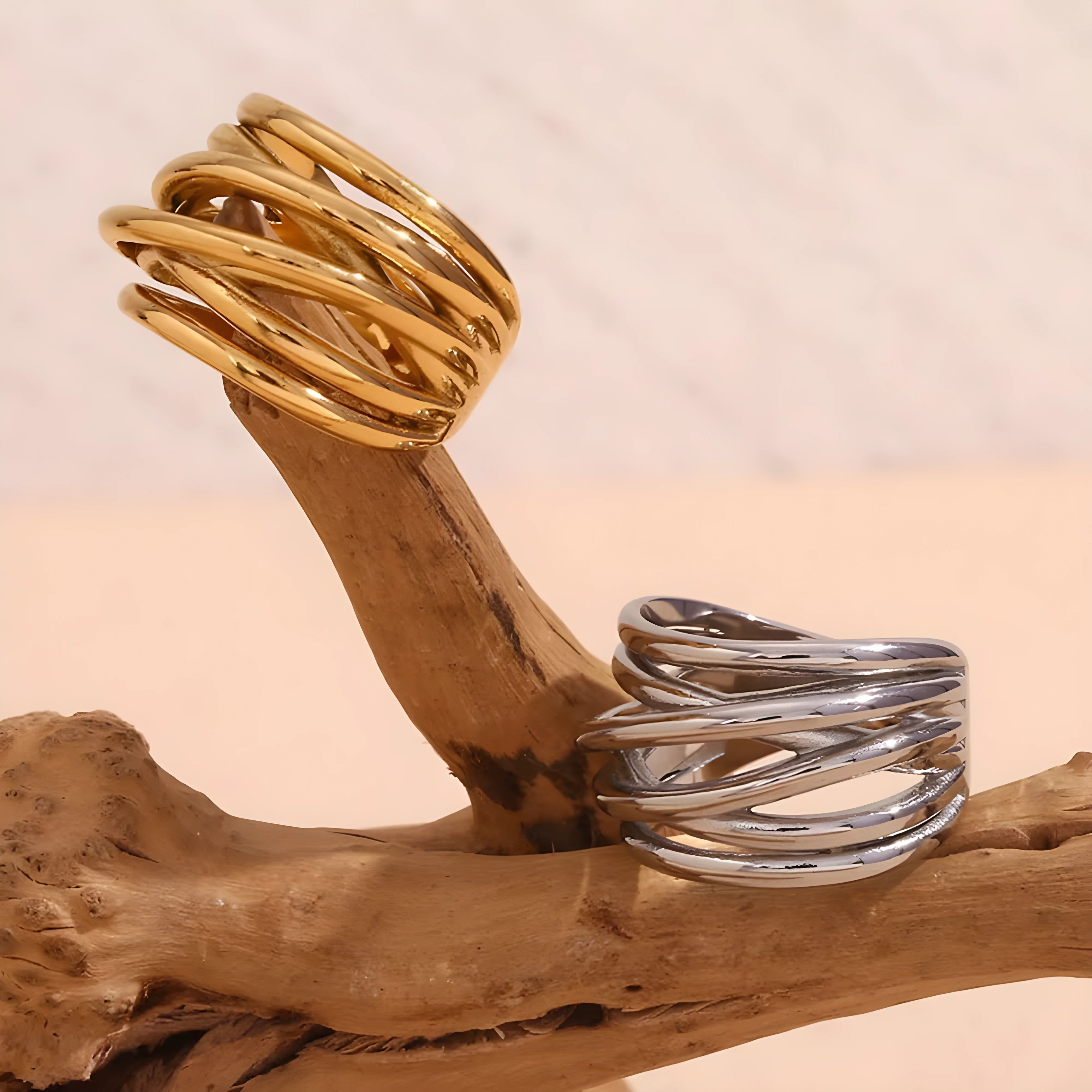 Auriane – Gelaagde roestvrijstalen ring