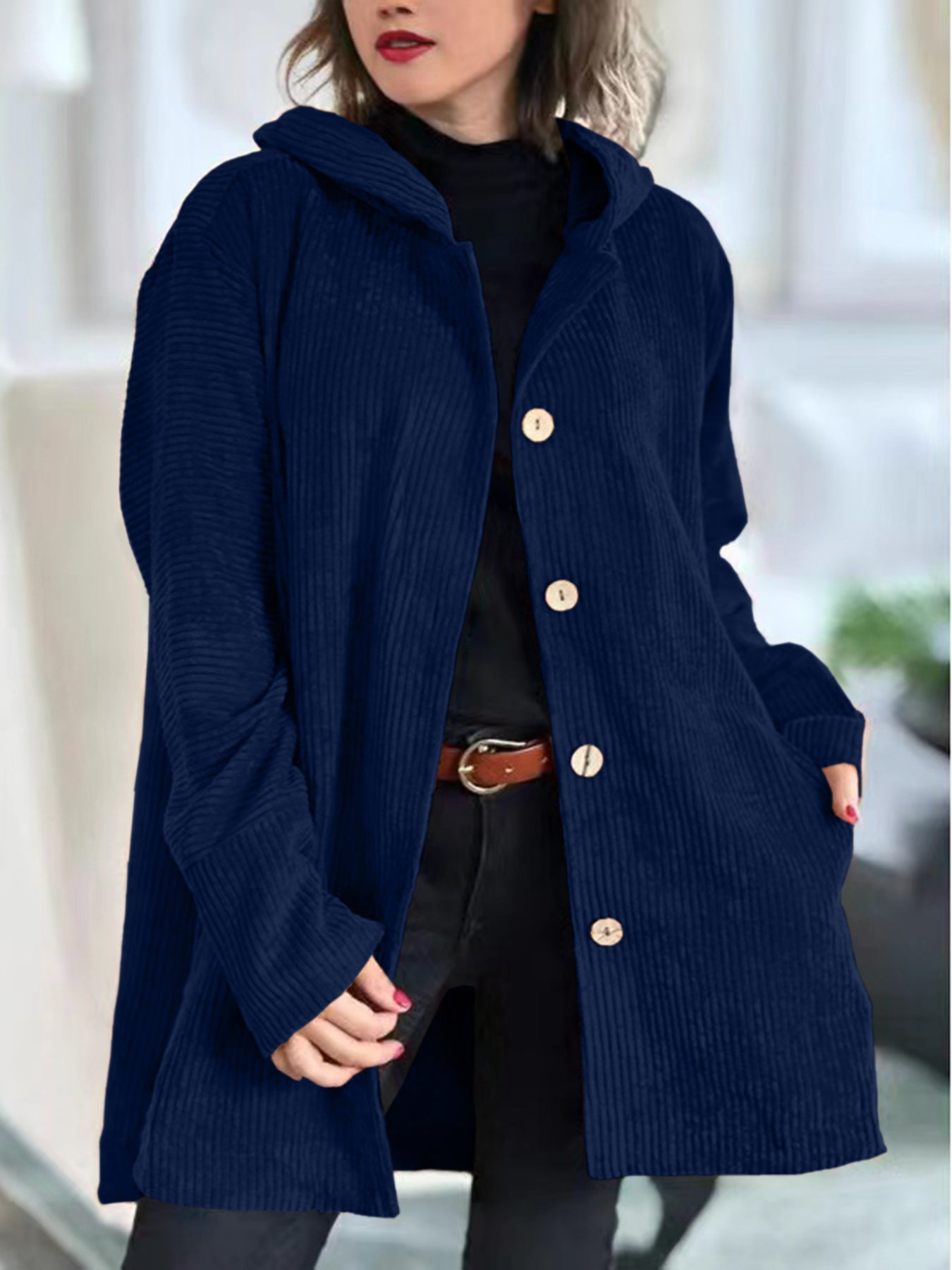 Olivia - Corduroy Hooded Jacket