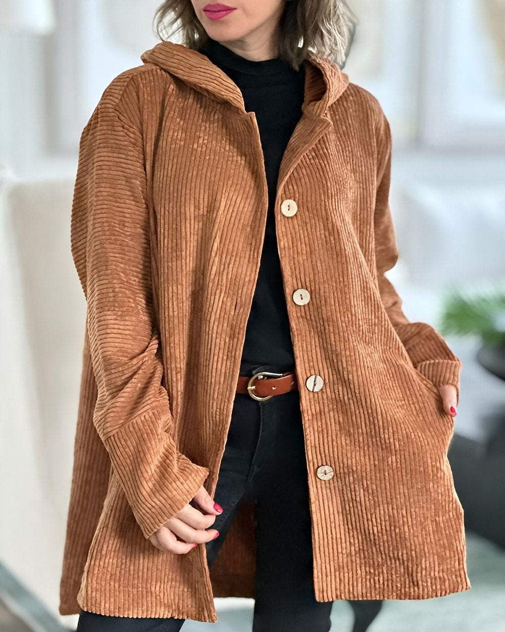 Olivia - Corduroy Hooded Jacket