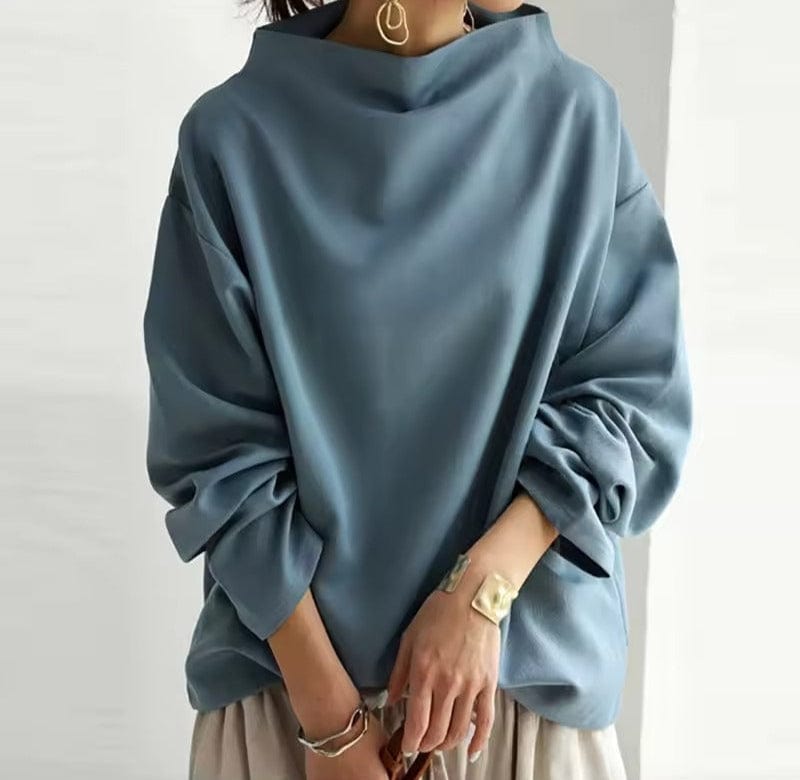 Lila - Elegant High-Neck Drape Top
