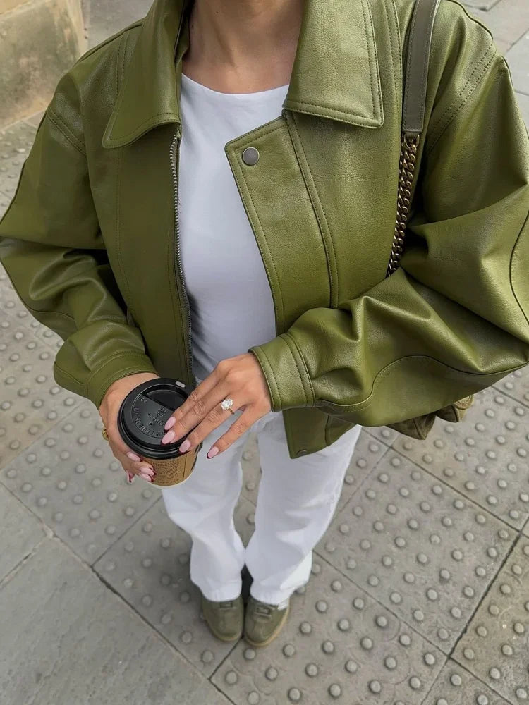 Simone – Oversized leren jas