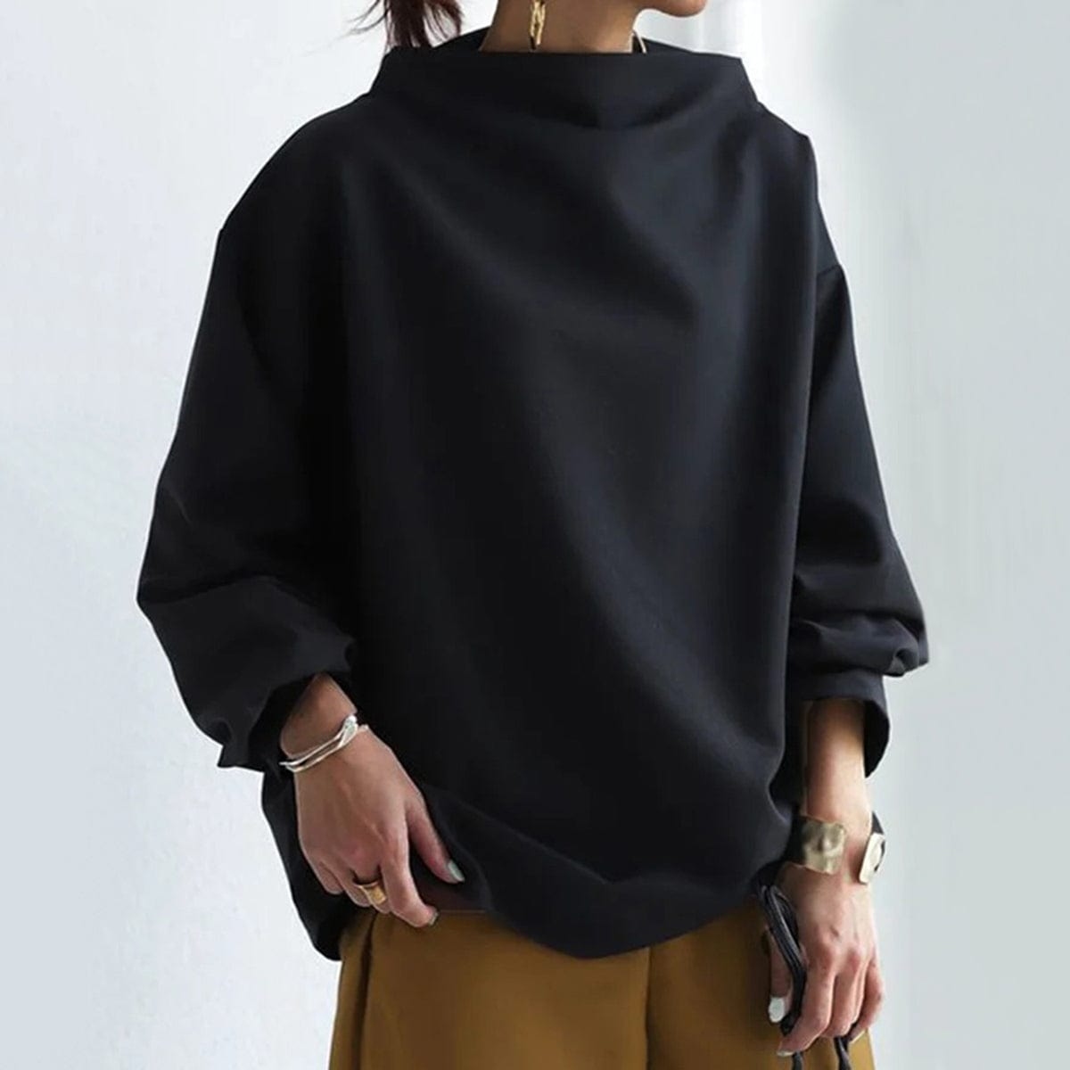 Lila - Elegant High-Neck Drape Top