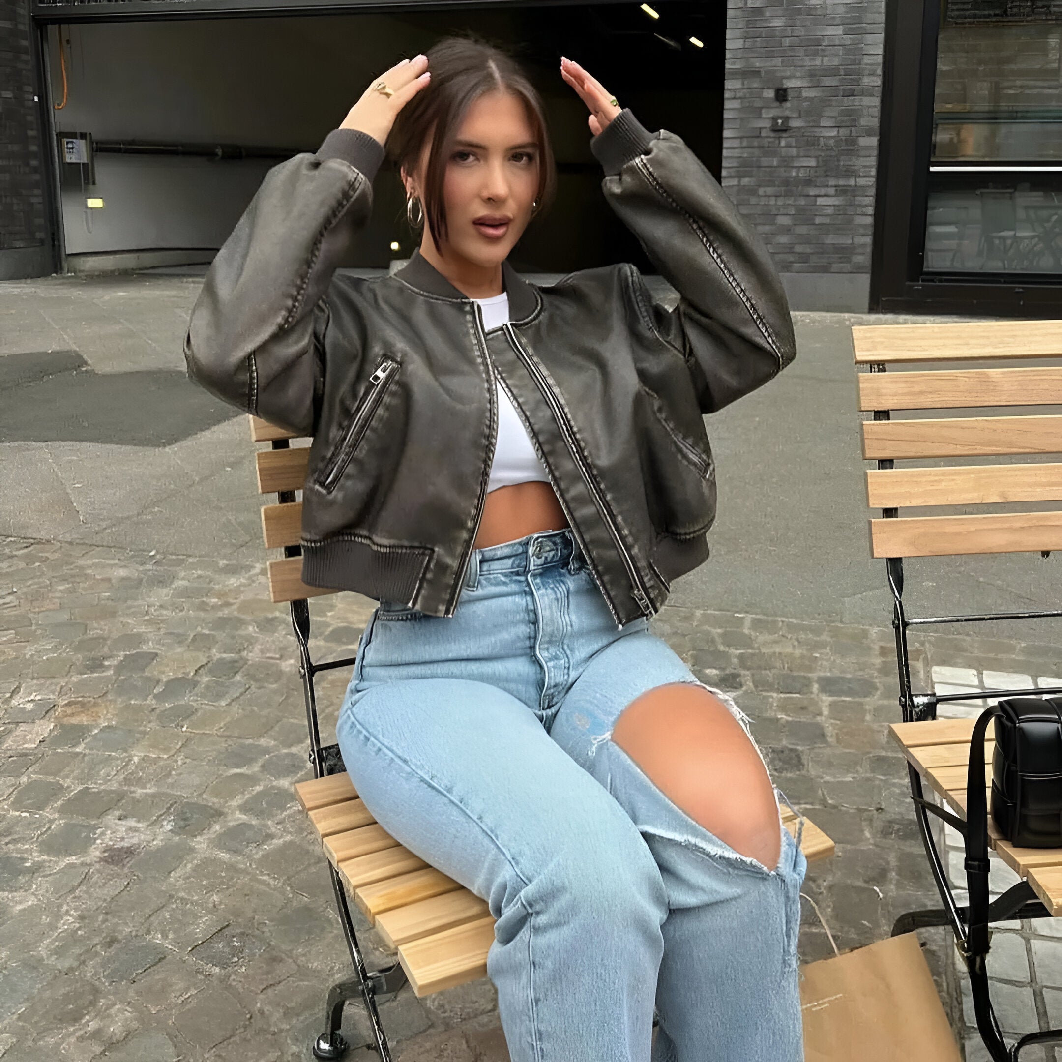 Amira - Leather Autumn Coat