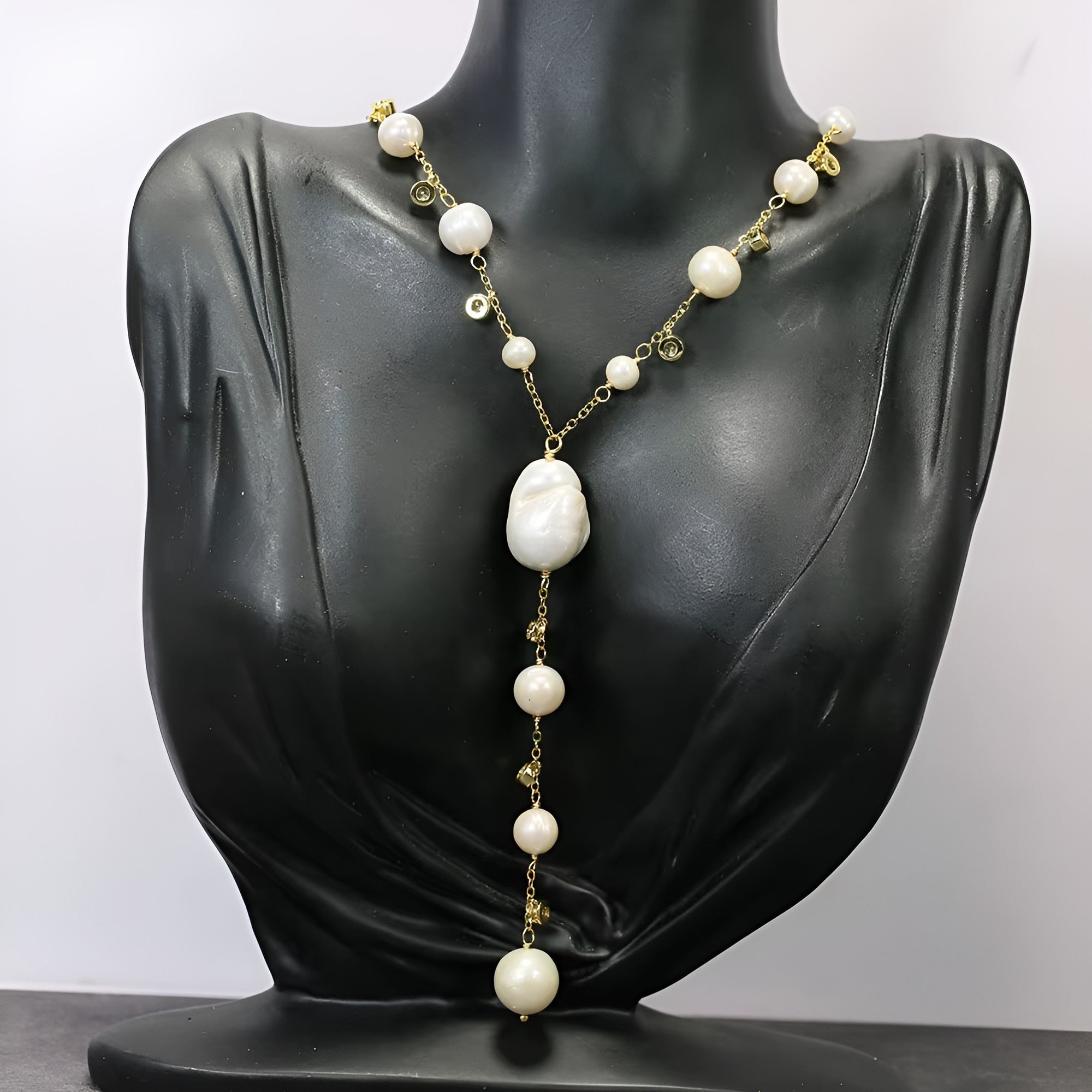 Elvire – Luxe Keshi Parel Y-Ketting 