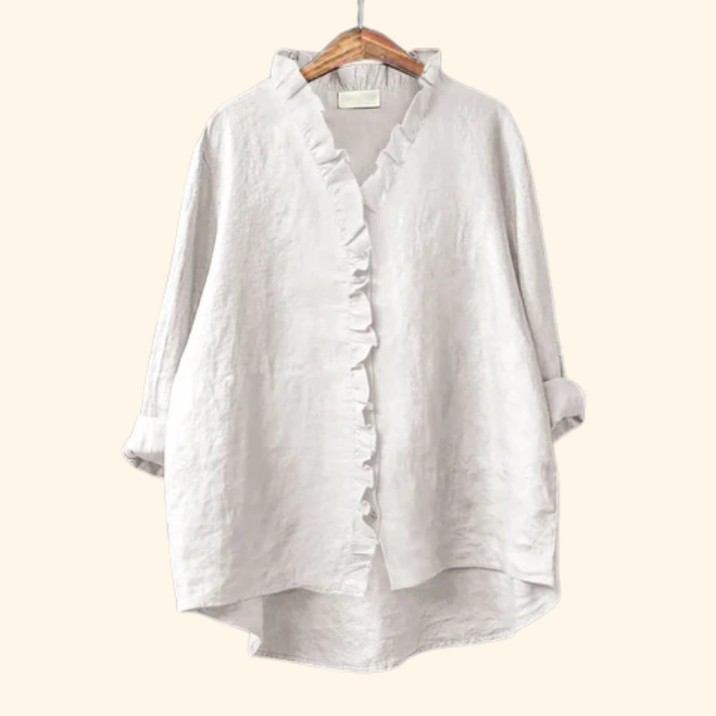 Emma - Relaxed Cotton and Linen Ruffle Top