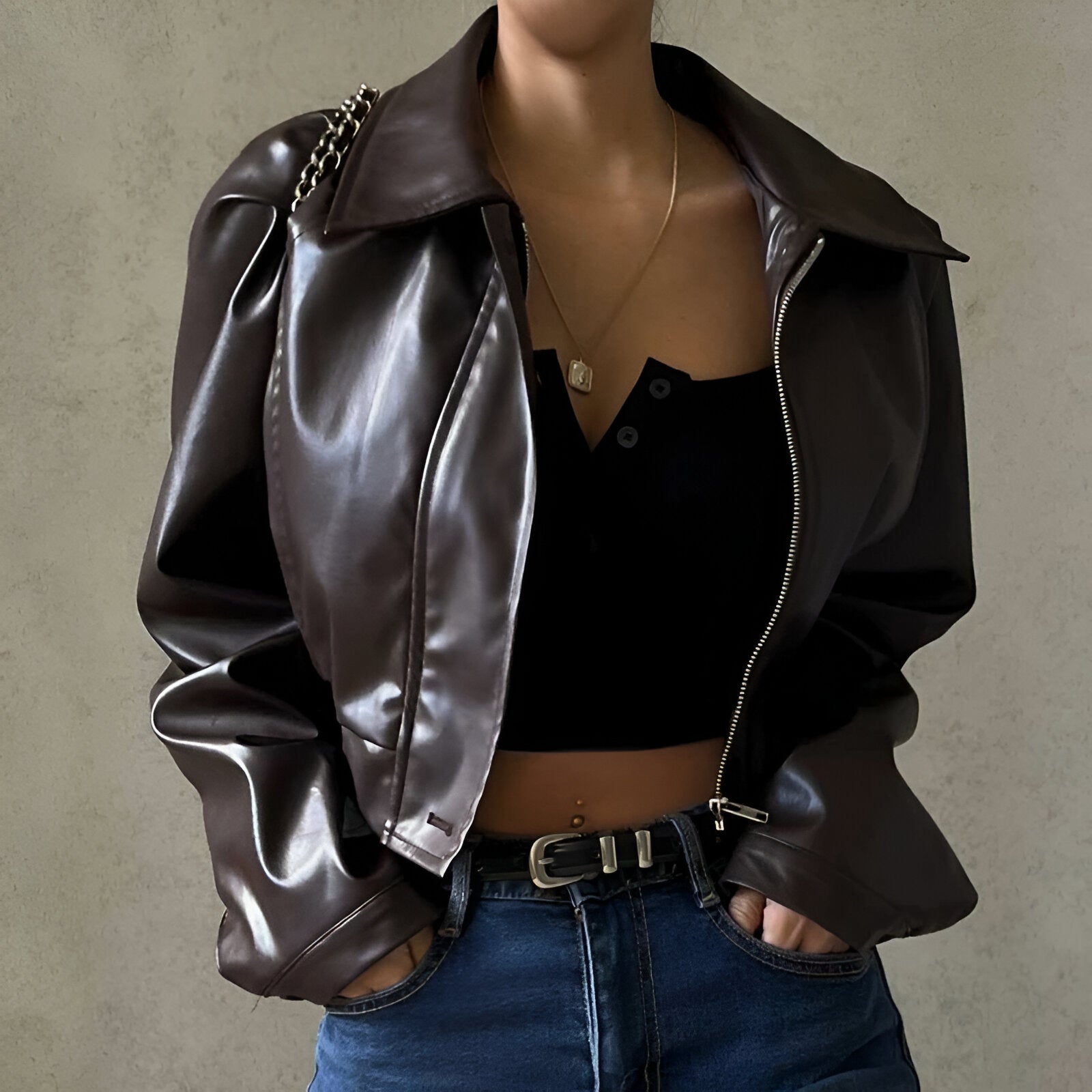 Noelia - Leren herfstjas