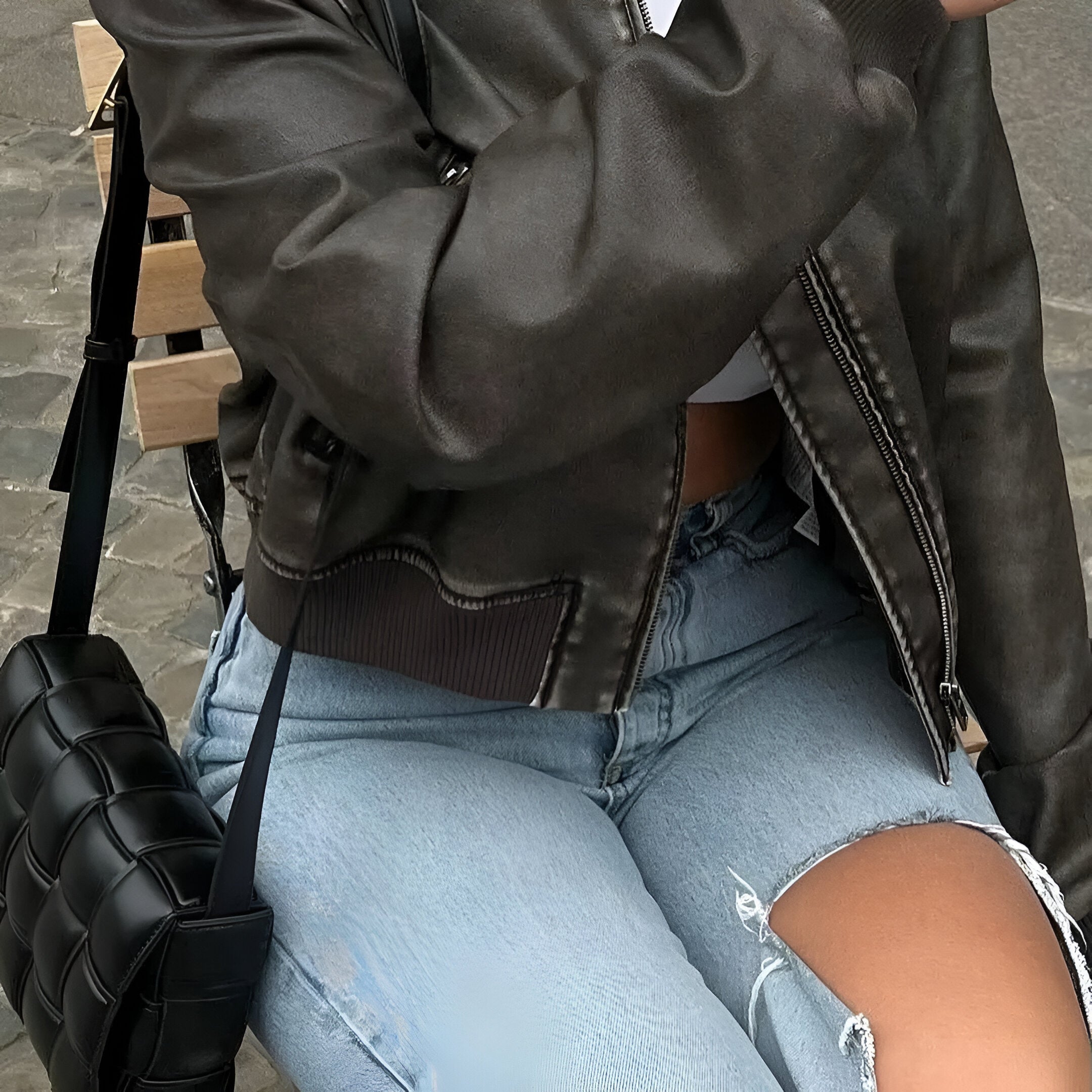 Amira - Leather Autumn Coat