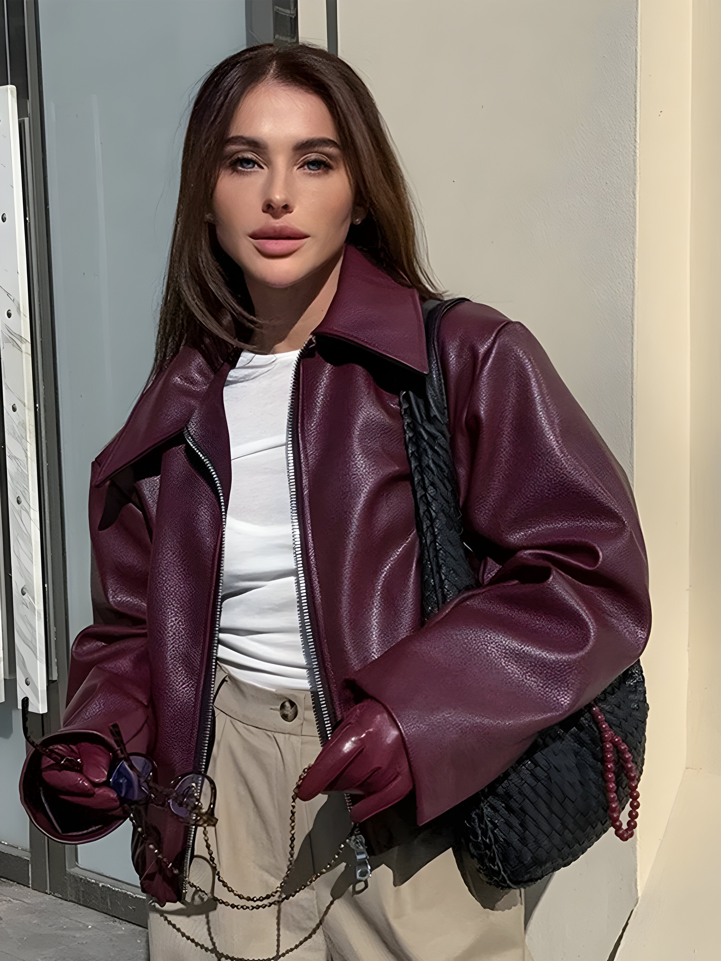 Julia - Leren bomberjas