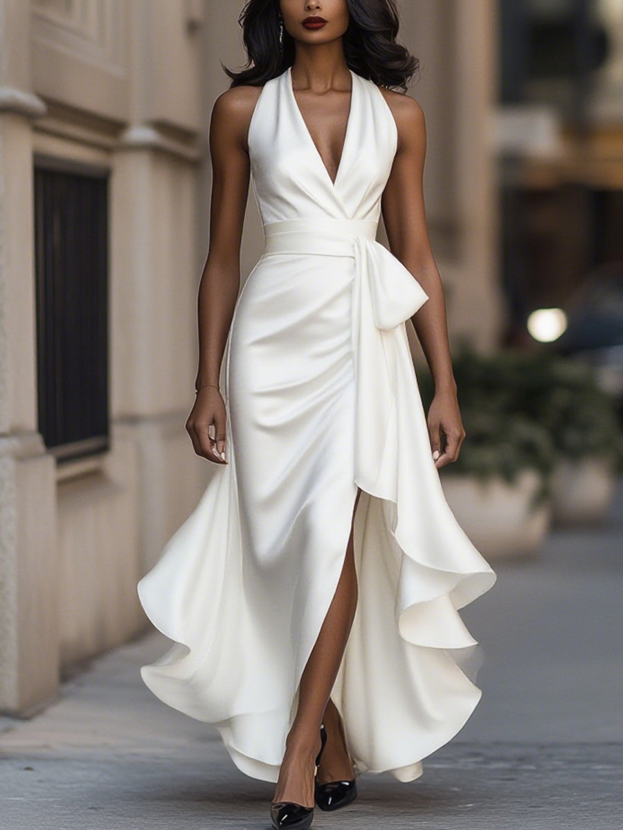 Emma - Elegant satin strapless dress